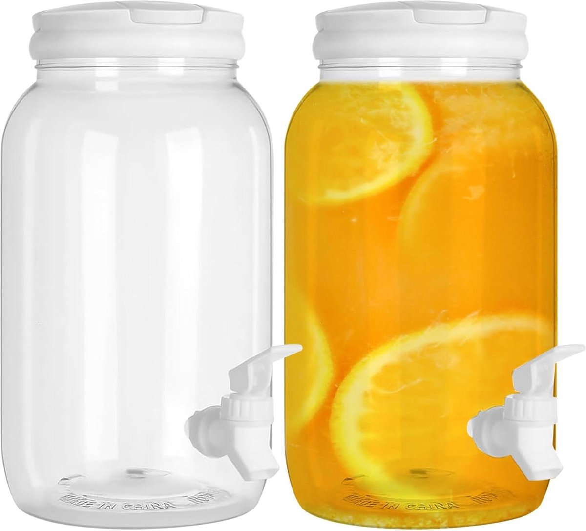 Drank Dispensers - Waterkoker Koelkast - Feestelijke Dranken Serveren - Met Kraan Handvat - 2 Stuks 1 Gallon - Transparant
