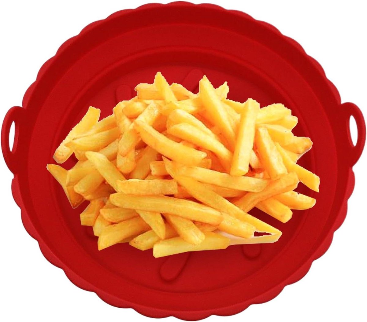 Luchtfriteuse Liners Herbruikbare Bakplaat Koken en Bakken Geoptimaliseerd Luchtstroomontwerp 21 cm Diameter Rood