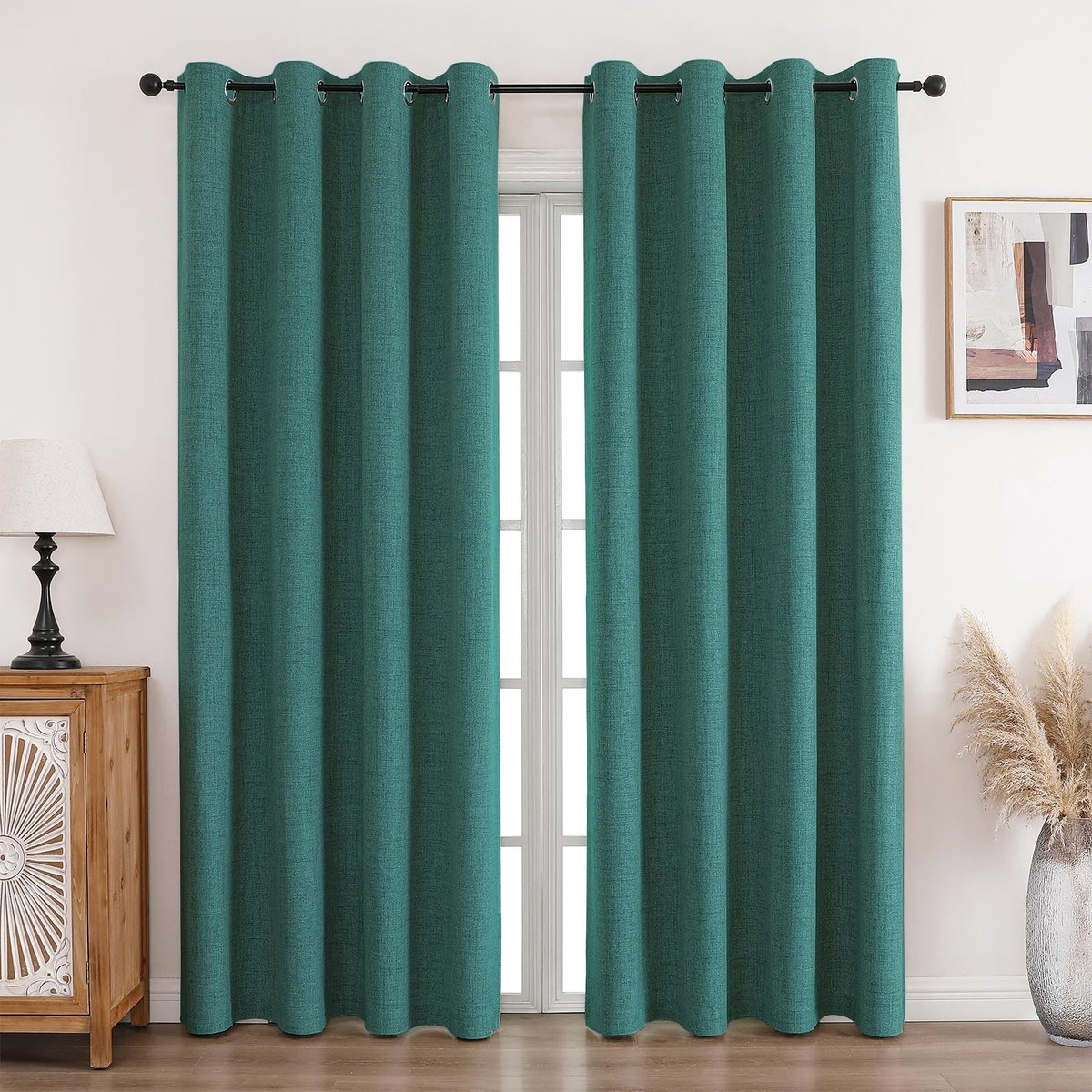 Dailygoods- Verduisteringsgordijnen 100% Ondoorzichtig - Set van 2 - Linnen met Ringen - Koudebescherming - Geluidsisolatie - 229 x 167 cm (h x b) - Gordijnen