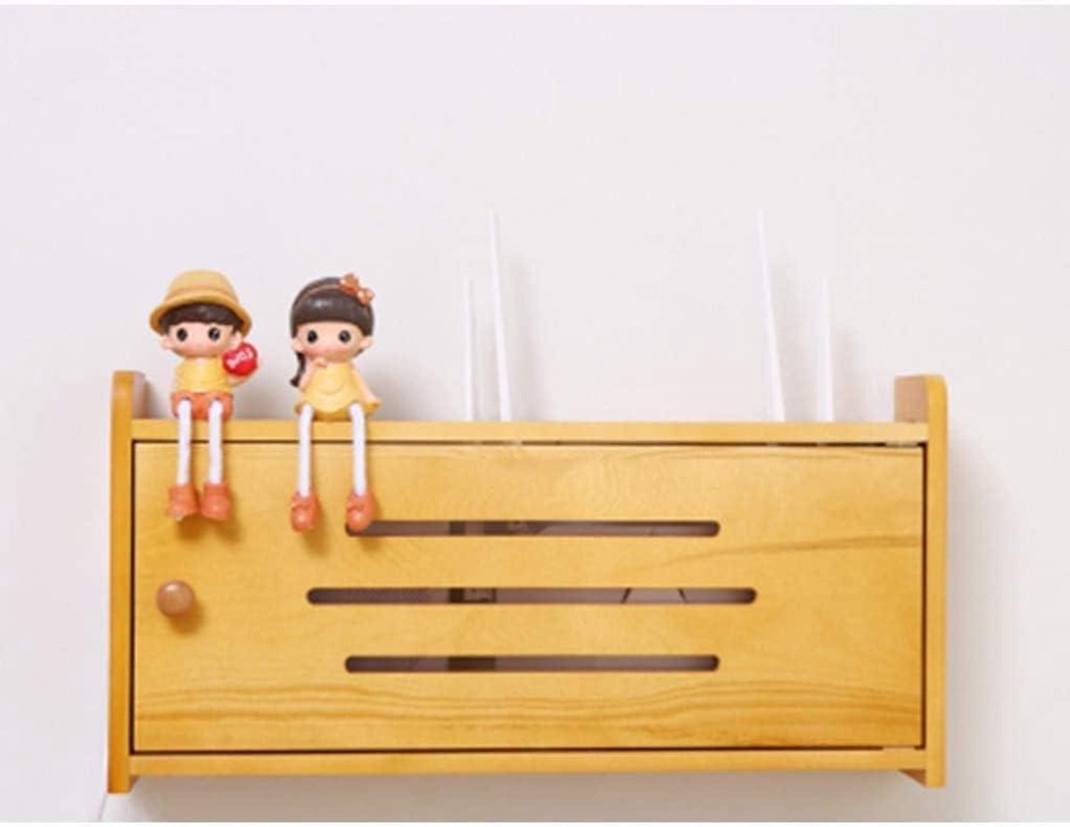 Router Opbergdoos - Wandrek - Netjes Opbergen - Punch-vrij Montage - 40x10x31cm - Eiken