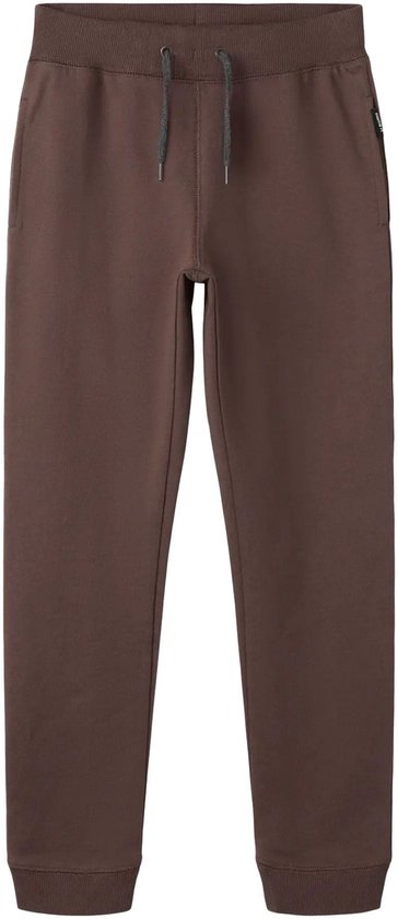 Bruine joggingbroek voor heren met trekkoord in de taille en elastische enkelbanden.