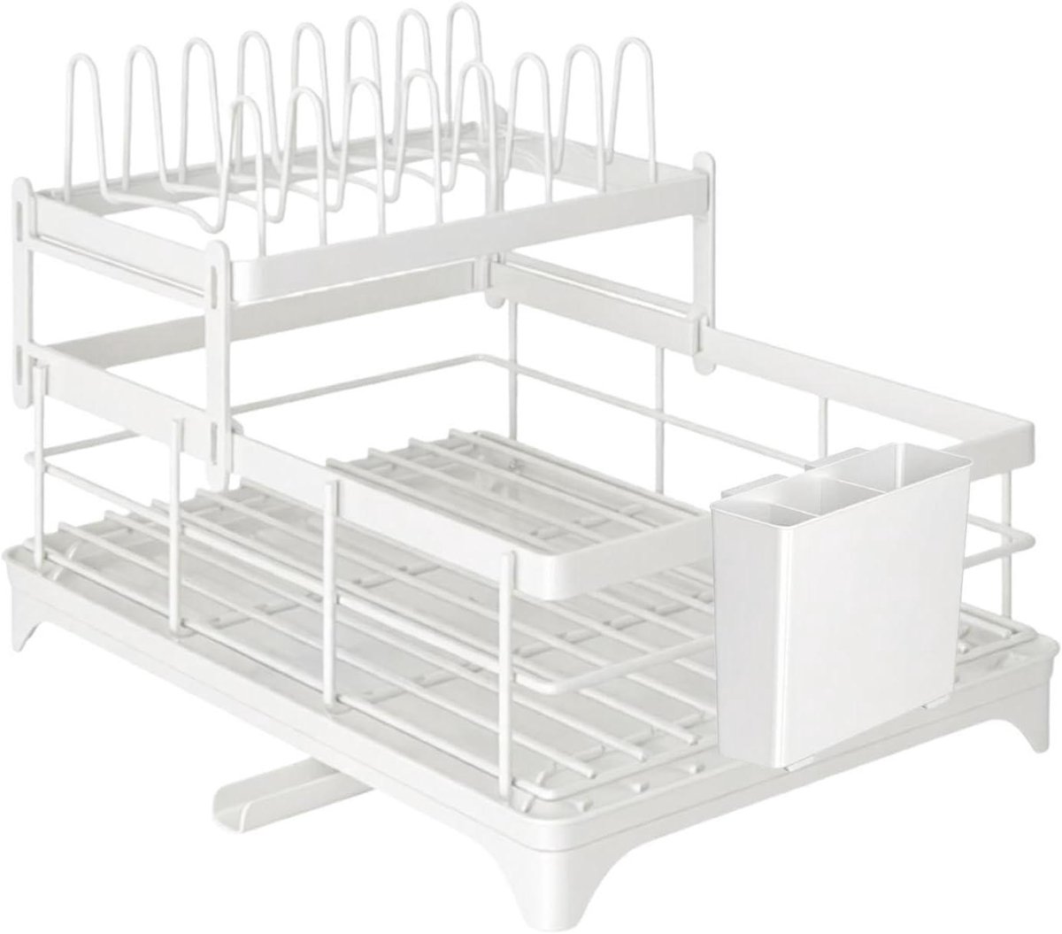 Afdruiprek Keuken - Vaatwasser Organizer - Aanrecht Opruimen - Roestbestendig Tweelaags - 39x28cm - Wit