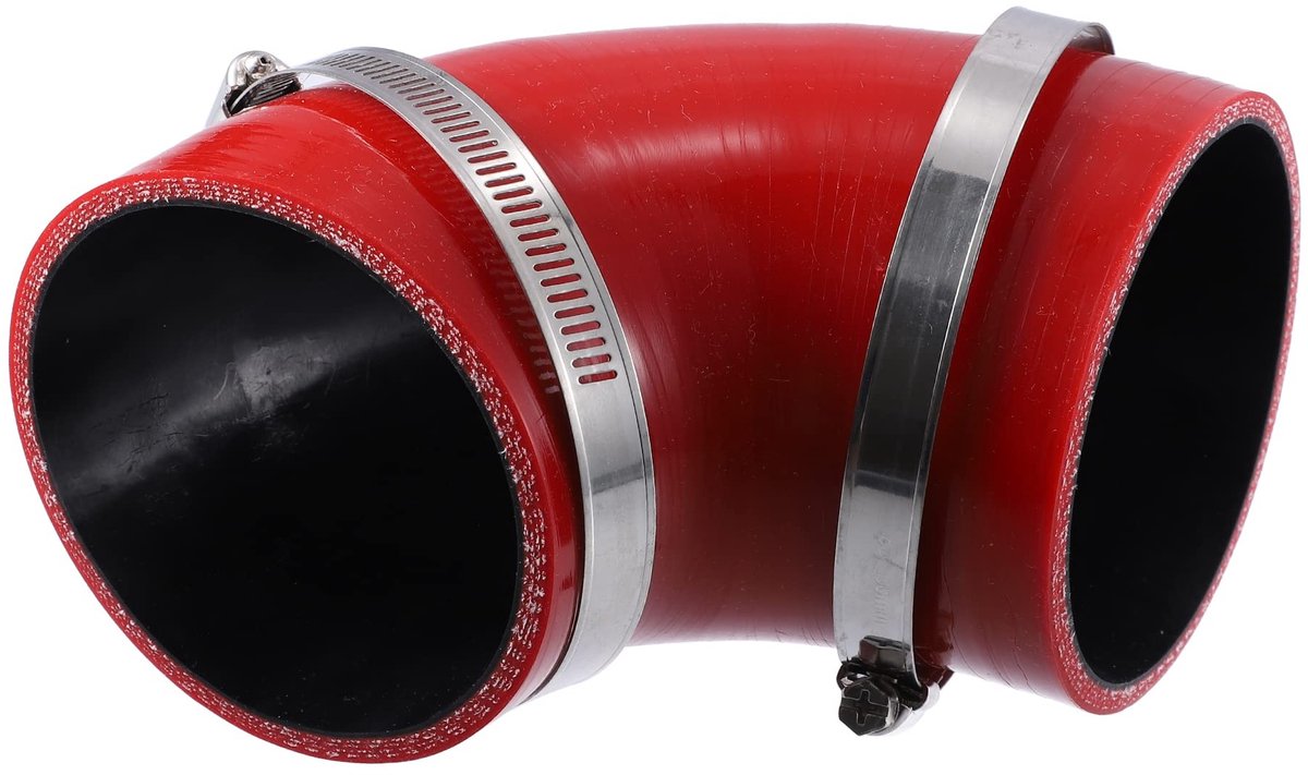Dailygoods- Silicone Reducer 90 Graden - 89mm Binnendiameter - Slangtype - Klemmaatbereik 80-100mm - Rood - Kwaliteitsmateriaal - Slang