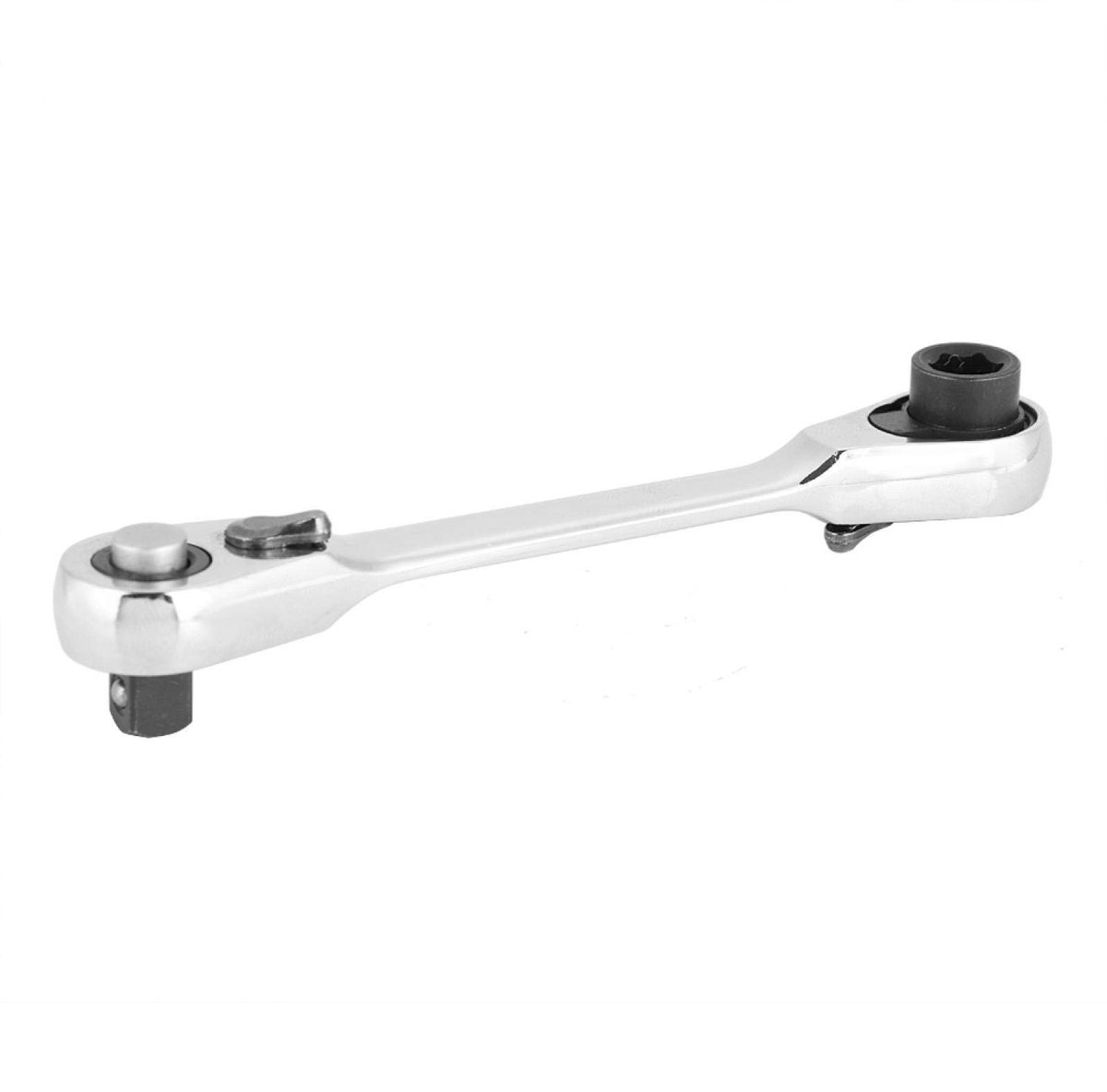 Dailygoods- Ratelsleutel Professioneel 72 Tanden - Mini Ratelsleutel 1/4 Inch - Verchroomd - Antislip Handvat - Schokbestendig - Snelle Release Functie - Steeksleutel