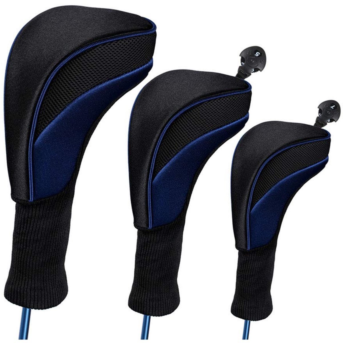 Dailygoods- Golfclub Covers Set van 3 - Beschermende Mouw - Nylon Composietstof - Blauw - Lichtgewicht - Afmetingen 31 x 13 cm - Golfclub Hoes