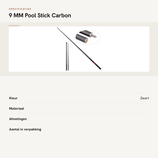 Dailygoods- Biljartkeu Hoogwaardige Carbon - 9 MM Keu - Lichtgewicht - Draagbaar - Duurzaam - Prestatie Grip Technologie - Pool Cue van Dailygoods — afbeelding 4