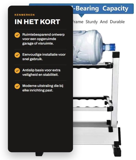 VT Goods - Grote hengelstokhouder - Dubbelzijdige vishengelrekstandaard - Stevige aluminium constructie - Zwart en zilver - Ruimtebesparende organiz... van Merkloos — afbeelding 3