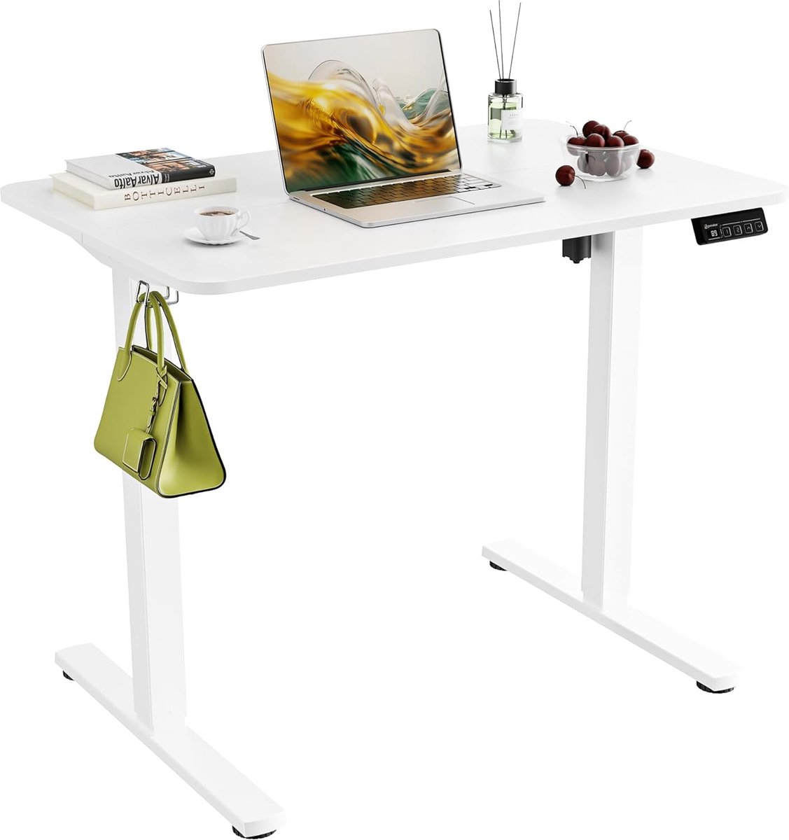 Elektrisch Bureau - Verstelbaar Bureau - Ergonomisch Werken - Met Geheugenfunctie - 90x60 cm - Wit