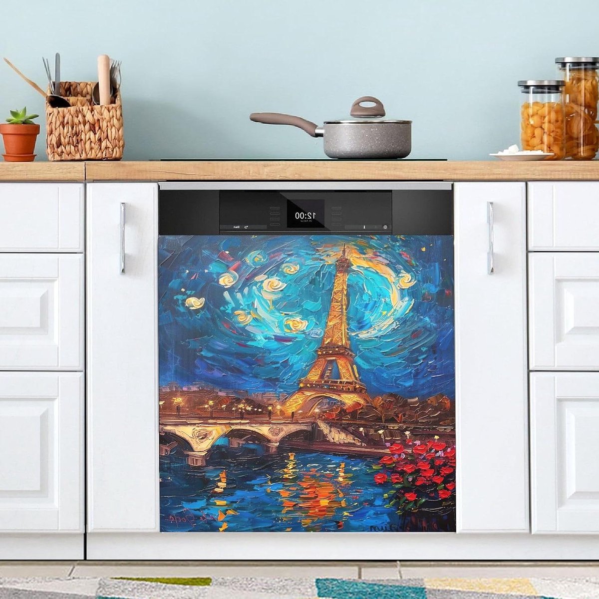 Vaatwasser Cover - Keuken Decoratie - Keuken Opfrissen - Magnetische Bevestiging - 23x26 Inch - Parijs Sterrenhemel