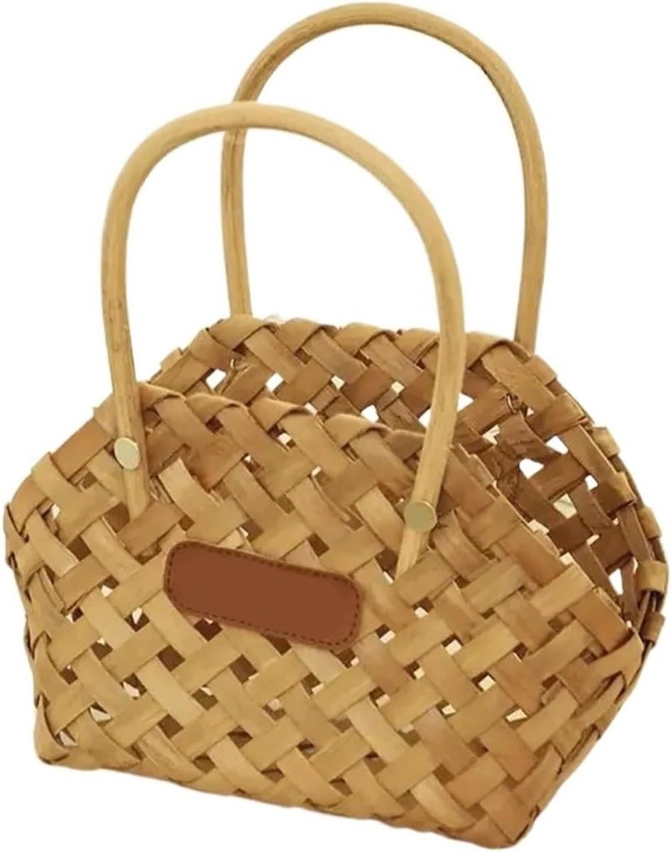 Bloemenmeisjesmand - Rieten mand - Bruiloft decoratie - Klassiek design - 23 x 11 x 25 cm - Bruin