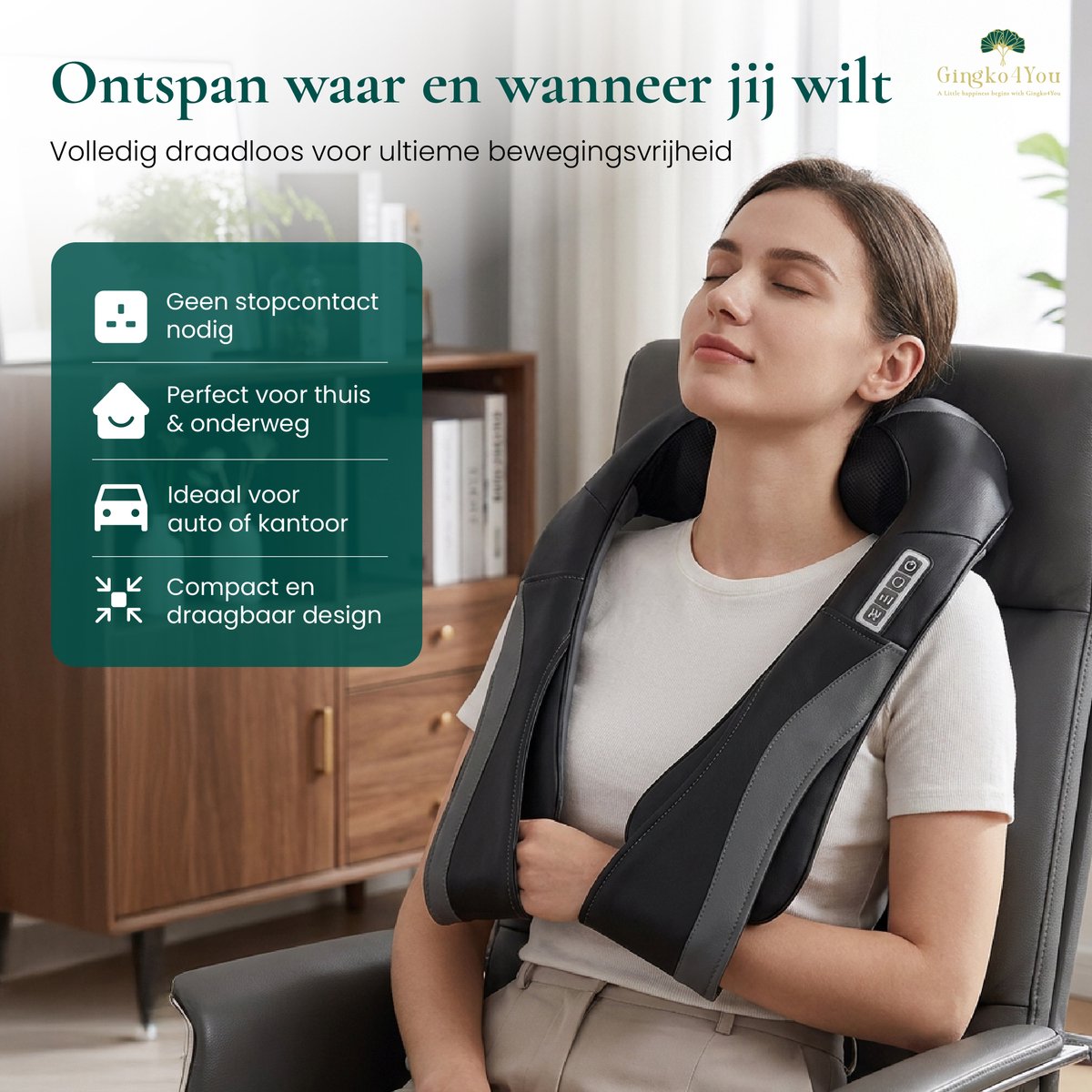 Gingko Zen Shiatsu Massagekussen thumbnail 2