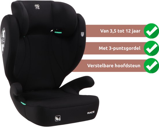 Moni Race Cosmo Black 100-150 cm i-Size Autostoel — afbeelding 4