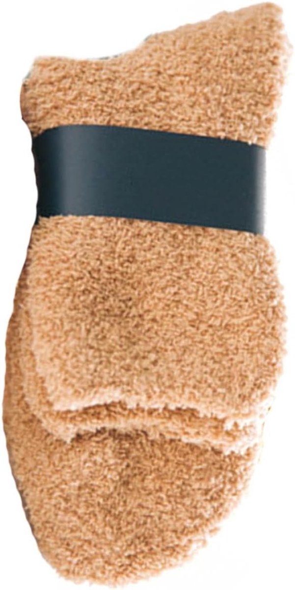 Slippersokken Heren - Warme Sokken - Comfortabel Thuis - Zachte Coral Fleece - 25 cm - Khaki