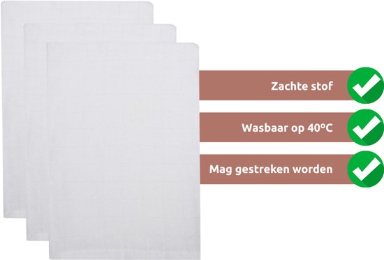MamaLoes Wit 3 Stuks Hydrofiel Washandjes van Mamaloes — afbeelding 2