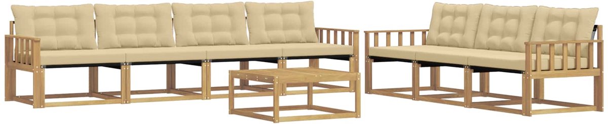 vidaXL Buiten - bank - set - 8 - st - 7-zits - Wit - en - Beige Wit en Beige