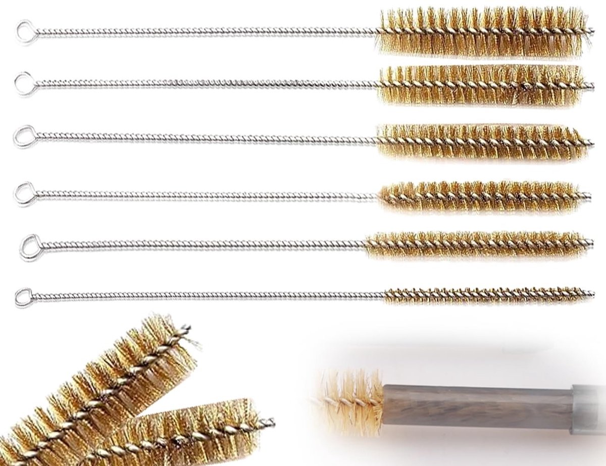 Dailygoods- Borstelset 6 Stuks - Borstelset Boormachine - Borstelstrip - Borstelset Paard - Geschikt voor Buizenreiniging - Messing Borstels 8-22mm - Tubeschoonmaakborstel