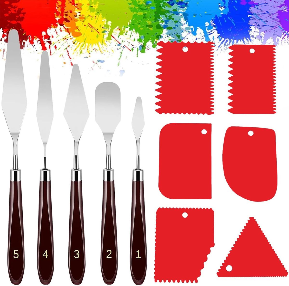 Dailygoods- Paletmessen Set van 11 Stuks - Fijne Structuurpasta Spatels - Olie Schilderen - Lijmspatel - Schilder Gereedschap - Kunstenaarsbenodigdheden - Schildergereedschap