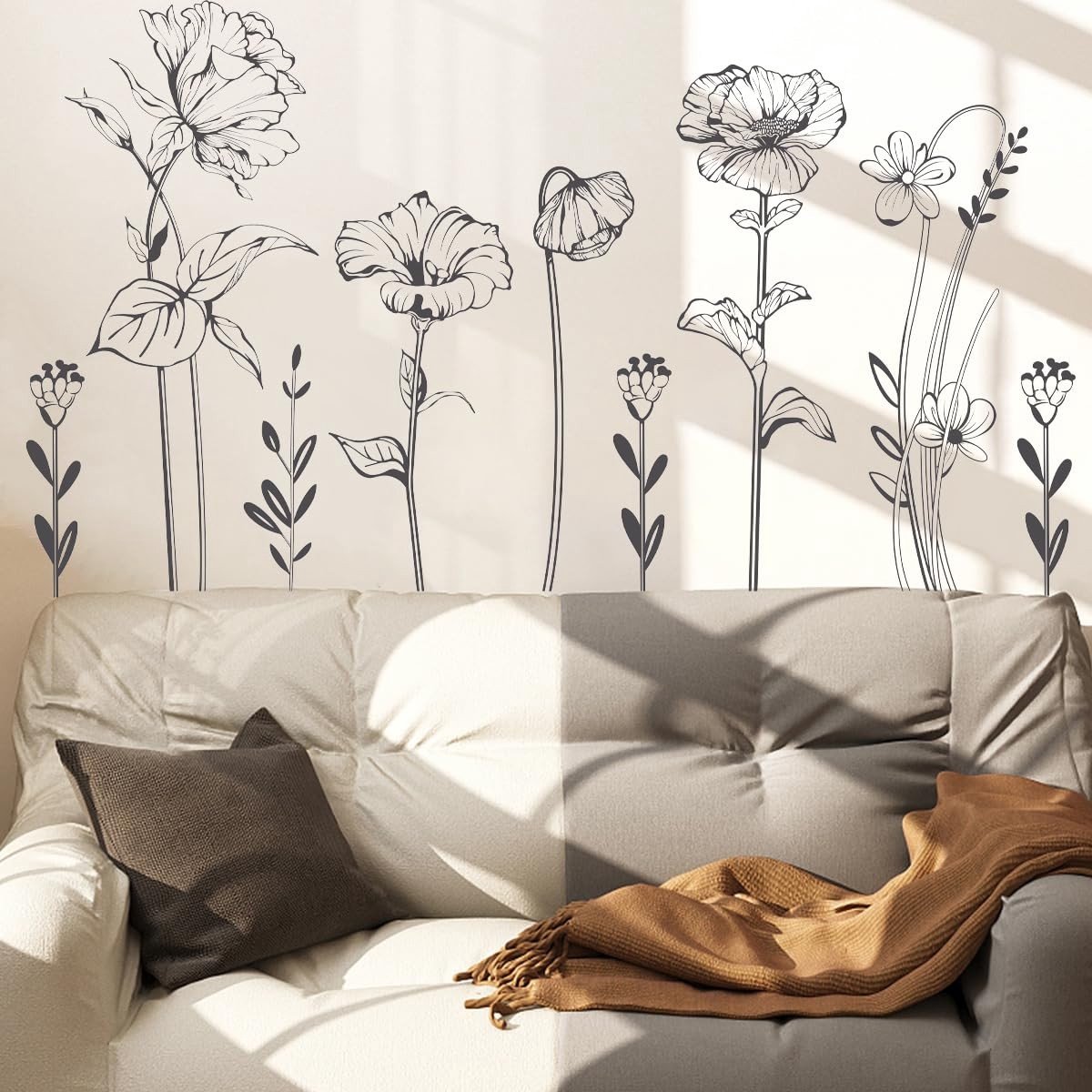 Dailygoods- Muursticker Bloem - Eenvoudig aan te brengen - Wanddecoratie Slaapkamer - Wanddecoratie Woonkamer - Wanddecoratie Kantoor - 100% Vriendelijk Vinyl