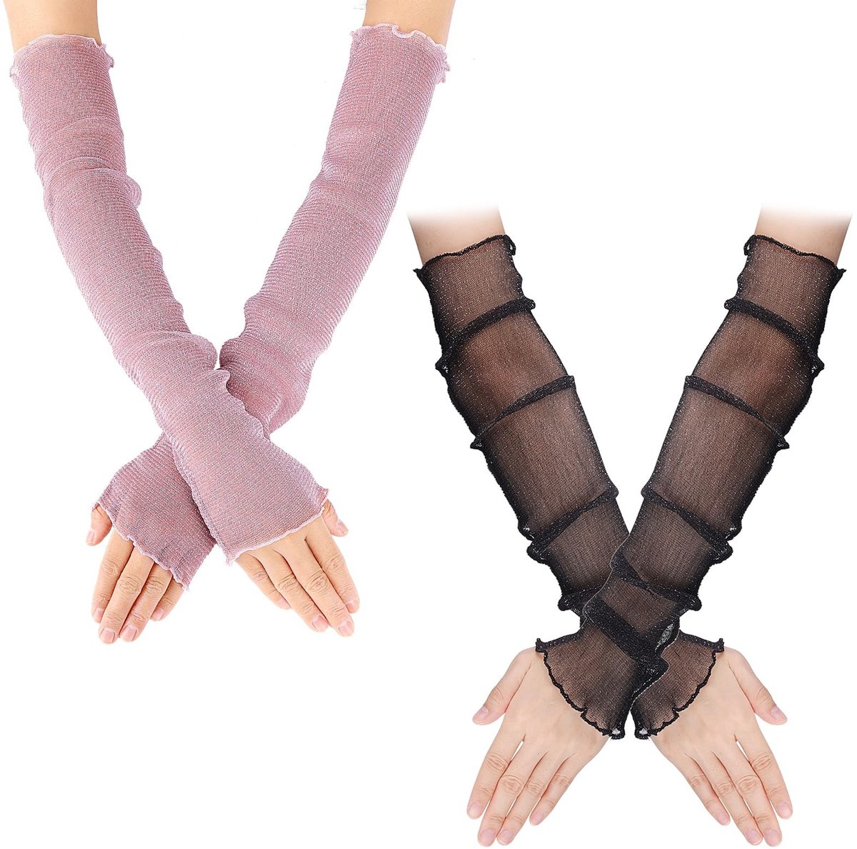 Dailygoods- Vingerloze Handschoenen Ultradun - Vingerloze Arm Mouwen - UV-bescherming - Ademend Materiaal - 2 Paar - Zomeraccessoire - Armmouwen