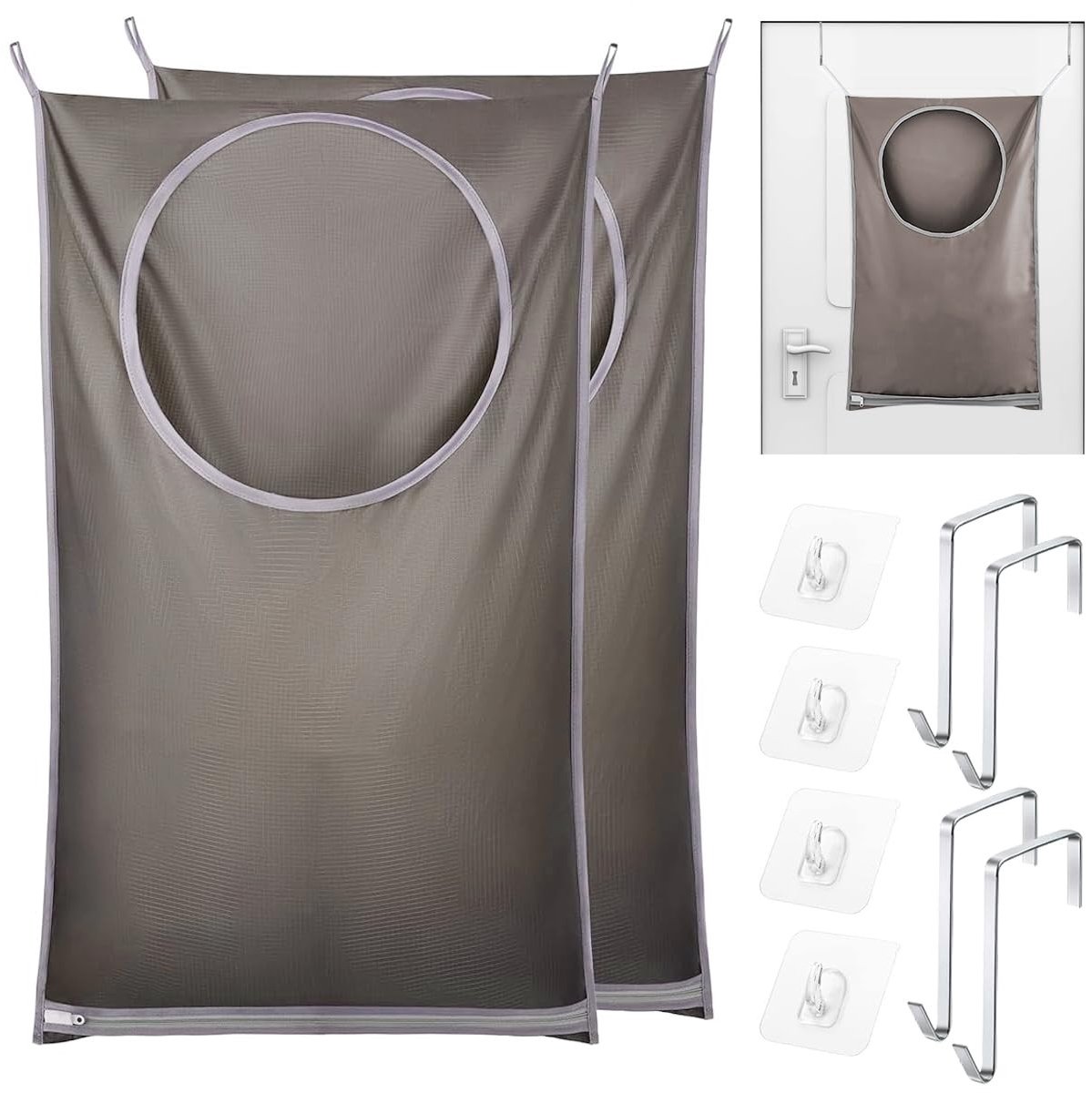 Dailygoods- Waszak Opvouwbaar - 2 Stuks - Waterdicht - Opknoping - Roestvrij Stalen Haak - Ruimtebesparend - Geschikt voor Reis en Thuis - Wasmand