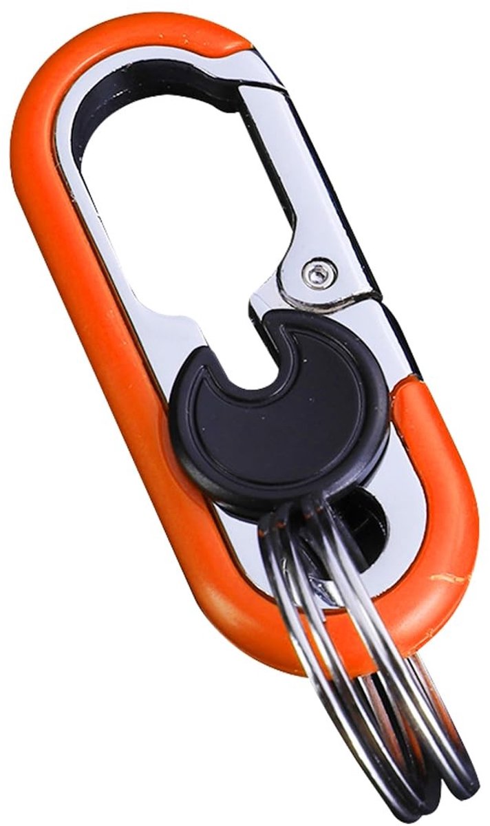 Dailygoods- Sleutelhanger met Karabijnhaak - Autosleutelhanger - Dubbele Ring - Multifunctioneel - Antiverlies - 6,8 x 2,5 cm, Metaal - Sleutelorganizer