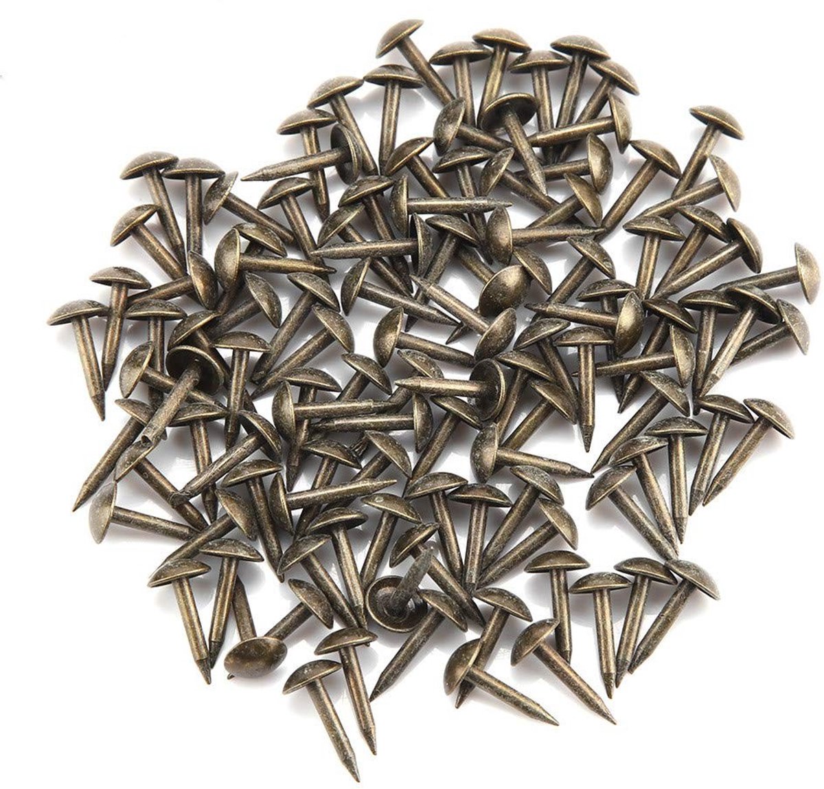 Dailygoods- Nagels Antieke Koperen Bekledingsnagels - Ronde Hoofdspijkers - Dikker IJzermateriaal - Voor Meubels - Vintage Decoratie - Geschikt voor Houten Materialen - Bekledingsspijkers