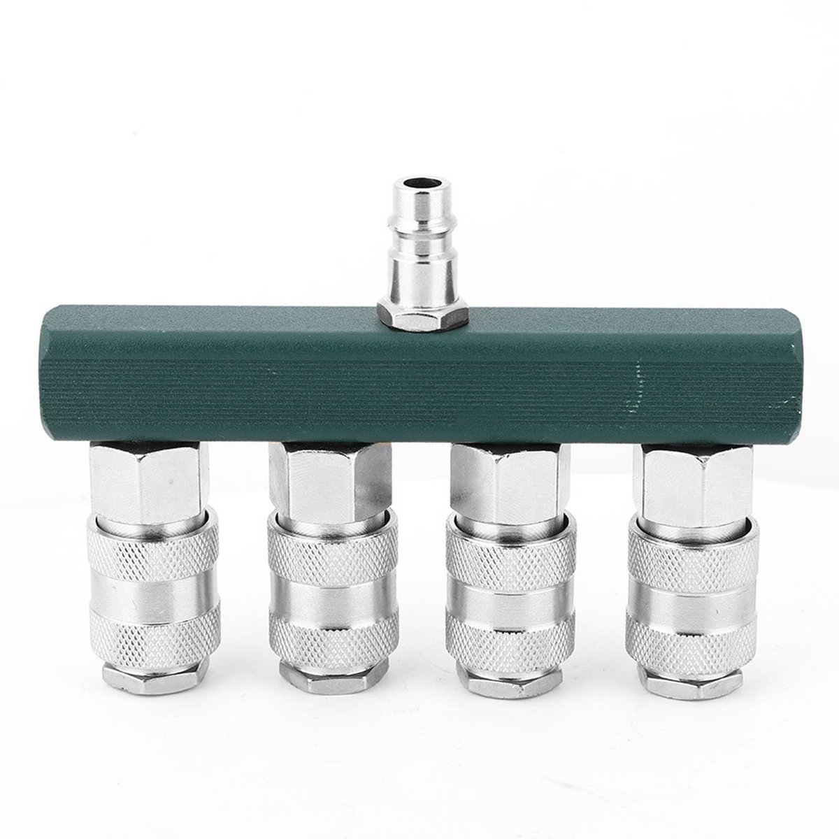 Dailygoods- Snelkoppeling 4-Weg - Pneumatische Aansluitingen - 1/4 Inch NPT - Galvanized Messing - Snelle Ontgrendeling - Corrosiebestendig - Luchtkoppeling