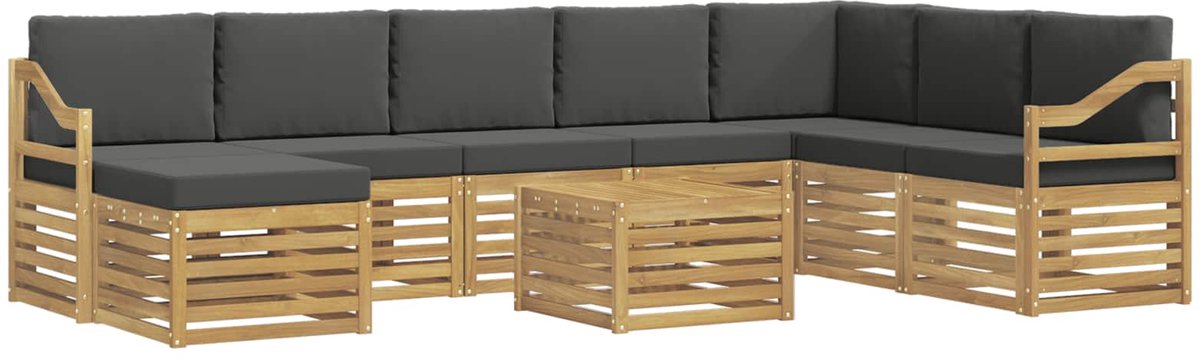vidaXL Buiten - bank - set - 9 - st - 8-zits - Wit - en - antracietkleurig - Polyester Wit en antracietkleurig