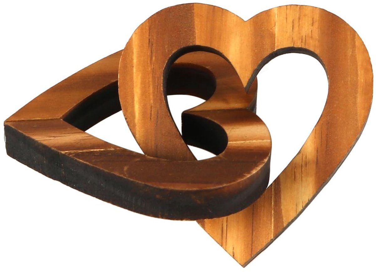 Dailygoods- Hartvormige Ornamenten Houten - Romantisch Cadeau - Bruiloften/Jubilea - Valentijnsdag - 9,5 x 7 cm - Delicaat Ontwerp