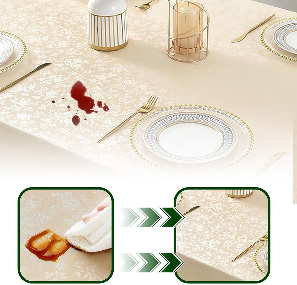 Dailygoods- Tafelkleed Afwasbaar 140 x 180 cm - Waterdicht - Krasbestendig - Antislip - Duurzaam - Voor Eetkamer/Balkon/Tuin - Tafelbedekking