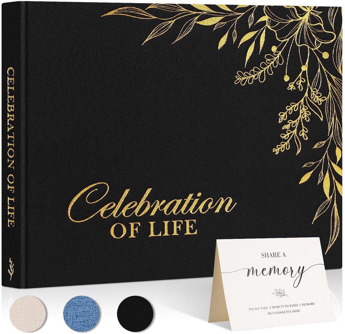 Dailygoods- Gastenboek voor begrafenis - Herinneringsboek - Linnen omslag - Gedenktafel - Elegant ontwerp - 120 g/m² papier
