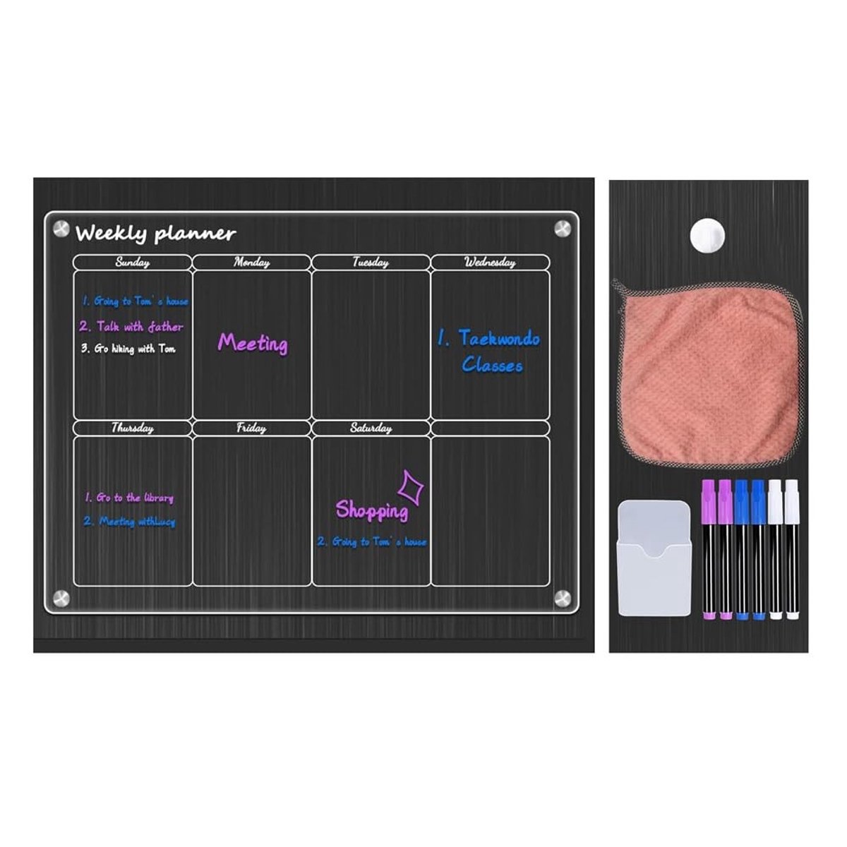 Dailygoods- Weekkalender Magnetisch - Acryl Planningsbord - Uitwisbaar - Dagelijkse Organisatie - Maaltijdplanning - Modern Design