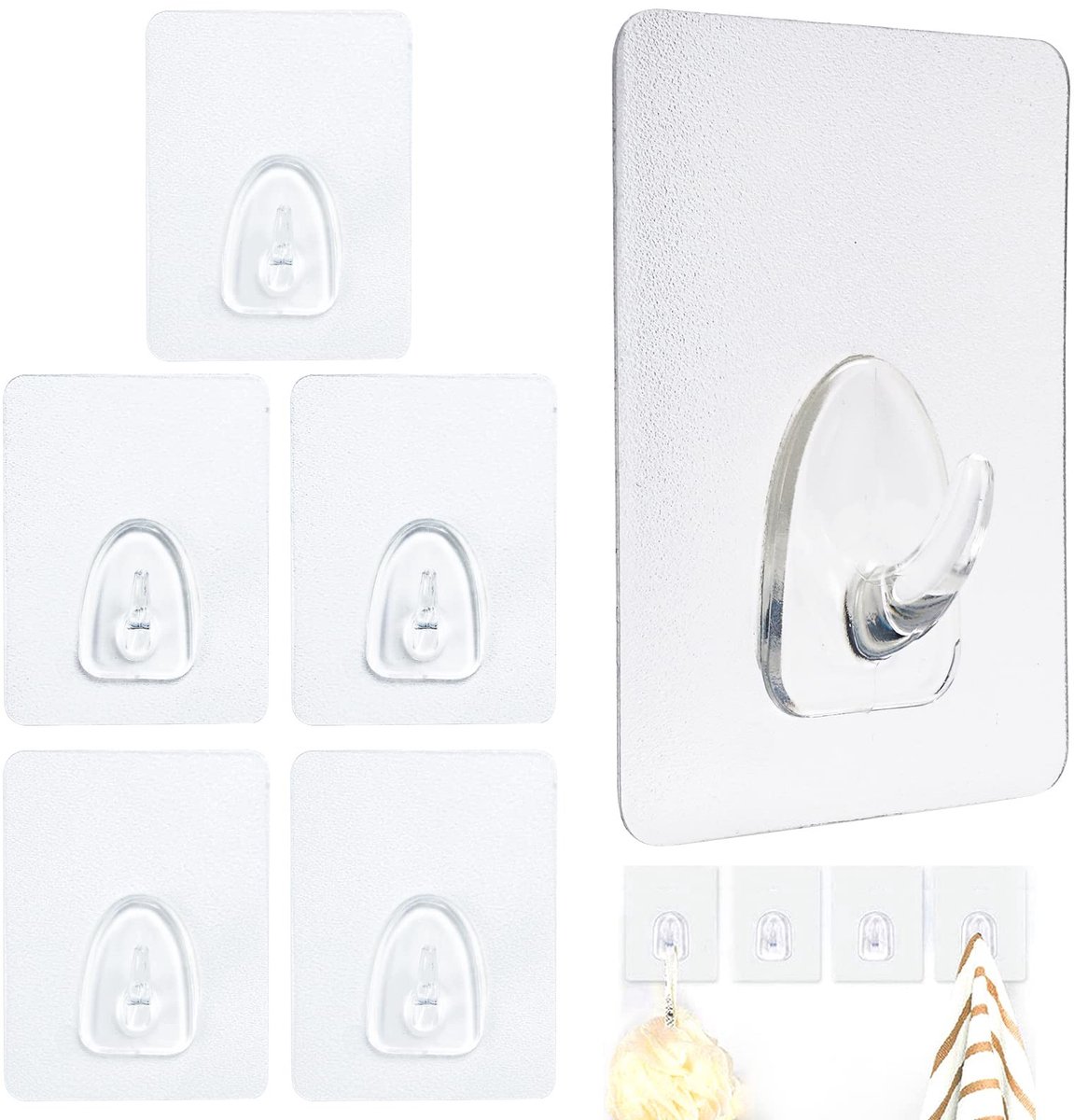 Dailygoods- Magnetische Haak 10kg - Set van 6 - Waterdicht - Herbruikbaar - Transparant - 6x8cm - Geschikt voor vochtige omgevingen - Wandhaak
