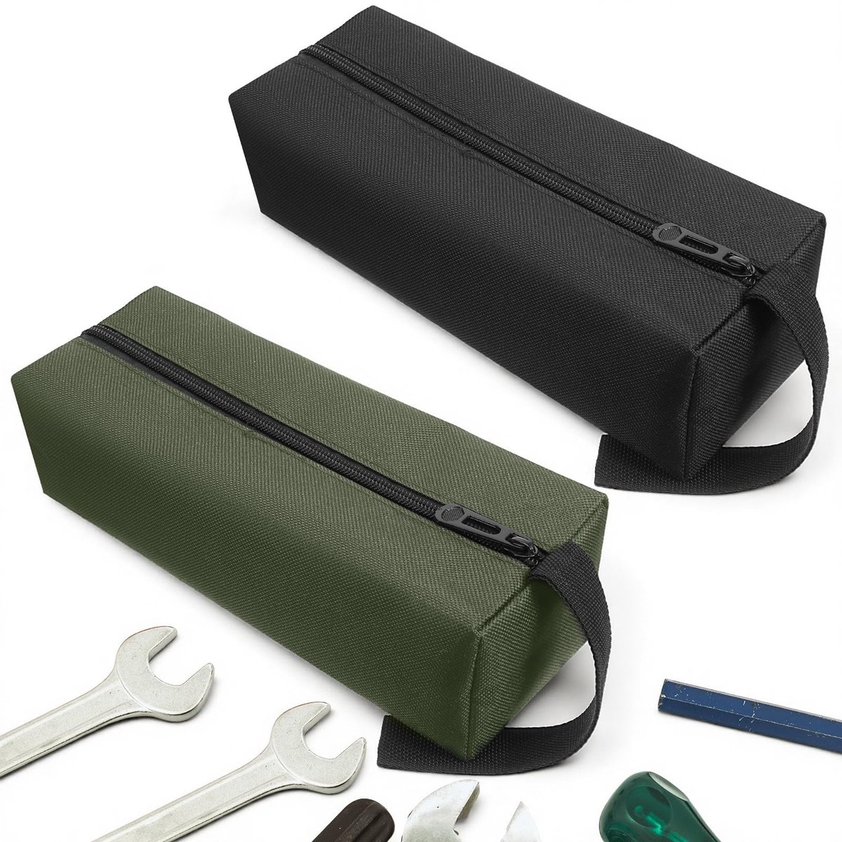 Dailygoods- Tool Pouch Set - 2 Stuks - Multifunctionele Opbergtassen - Zware Kwaliteit Canvas - Zipper Pouch - 24 × 8.5 cm - Oxford Stof - Gereedschapstas