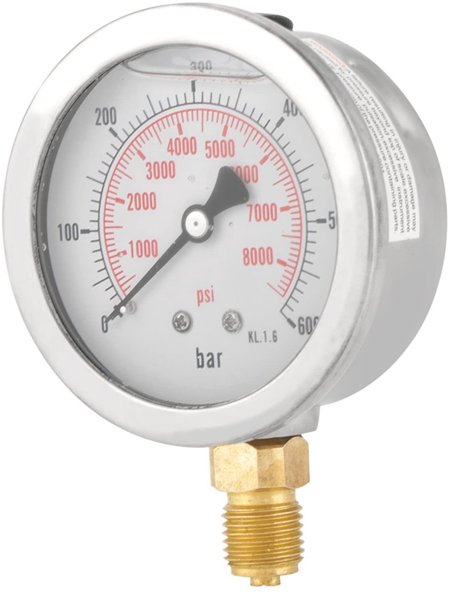 Dailygoods- Drukmeter 63mm - Manometer Waterdruk 0-600Bar - Drukmeter Compressor - Duidelijke Afleesbaarheid - Schokbestendig - Compact Ontwerp