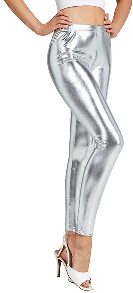 Dailygoods- Legging Dames Hoge Taille - Metallic Legging - Stretchlegging - Danslegging - Skinny Broek - Flatterende Look - Enkel Lengte - Dance Pants