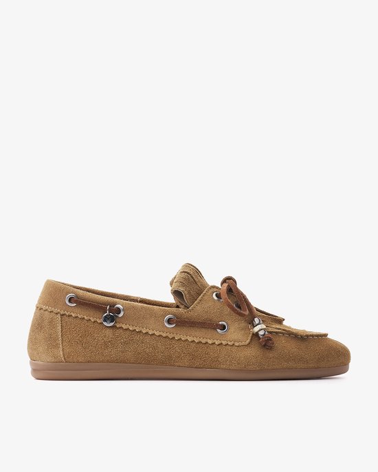 VIA VAI June Loua Mocassins Dames - Suède - Khaki - Maat 40