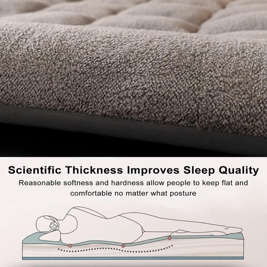 Japanse Futonmatras - Vloermatras Slaapbank - Comfortabel Slapen - Extra Dikke Vulling - 7 cm dik - Grijs — afbeelding 5
