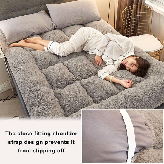 Japanse Futonmatras - Vloermatras Slaapbank - Comfortabel Slapen - Extra Dikke Vulling - 7 cm dik - Grijs — afbeelding 4