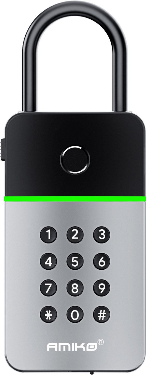 Amiko KB01 Smart Box – Slimme Sleutelkluis met TUYA App, Bluetooth & PIN-code – IP66 Waterdicht – Wandmontage – Zwart
