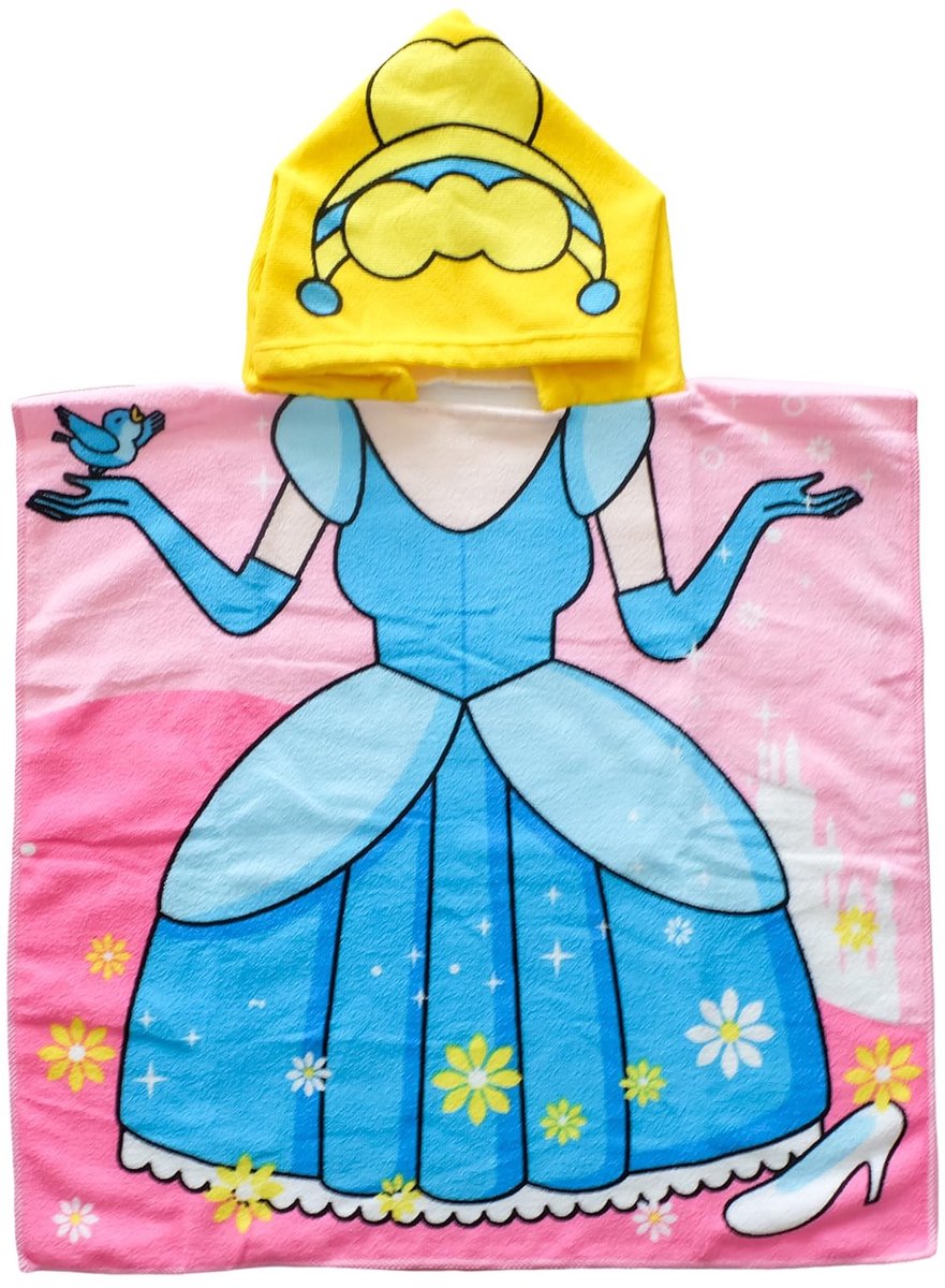 Dailygoods- Poncho Kind - Badstof - Kap - Strand/Bad - Cartoon Ontwerp - 60x90 cm - Lichtgewicht - Badjas