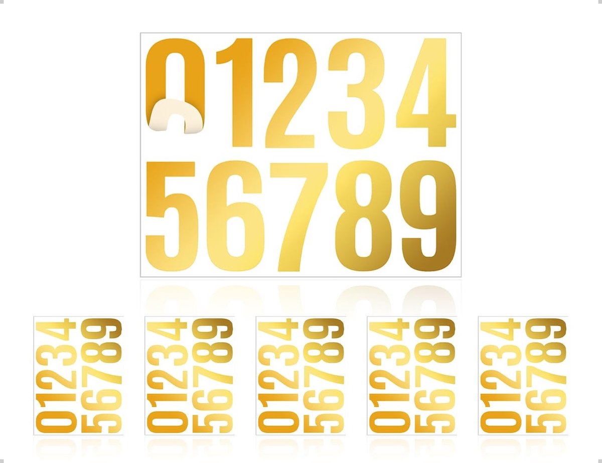 Dailygoods- Cijferstickers 10 cm - Zelfklevend - Waterdicht - Reflecterend - Vinyl - Set van 5 (0-9) - Nummerstickers