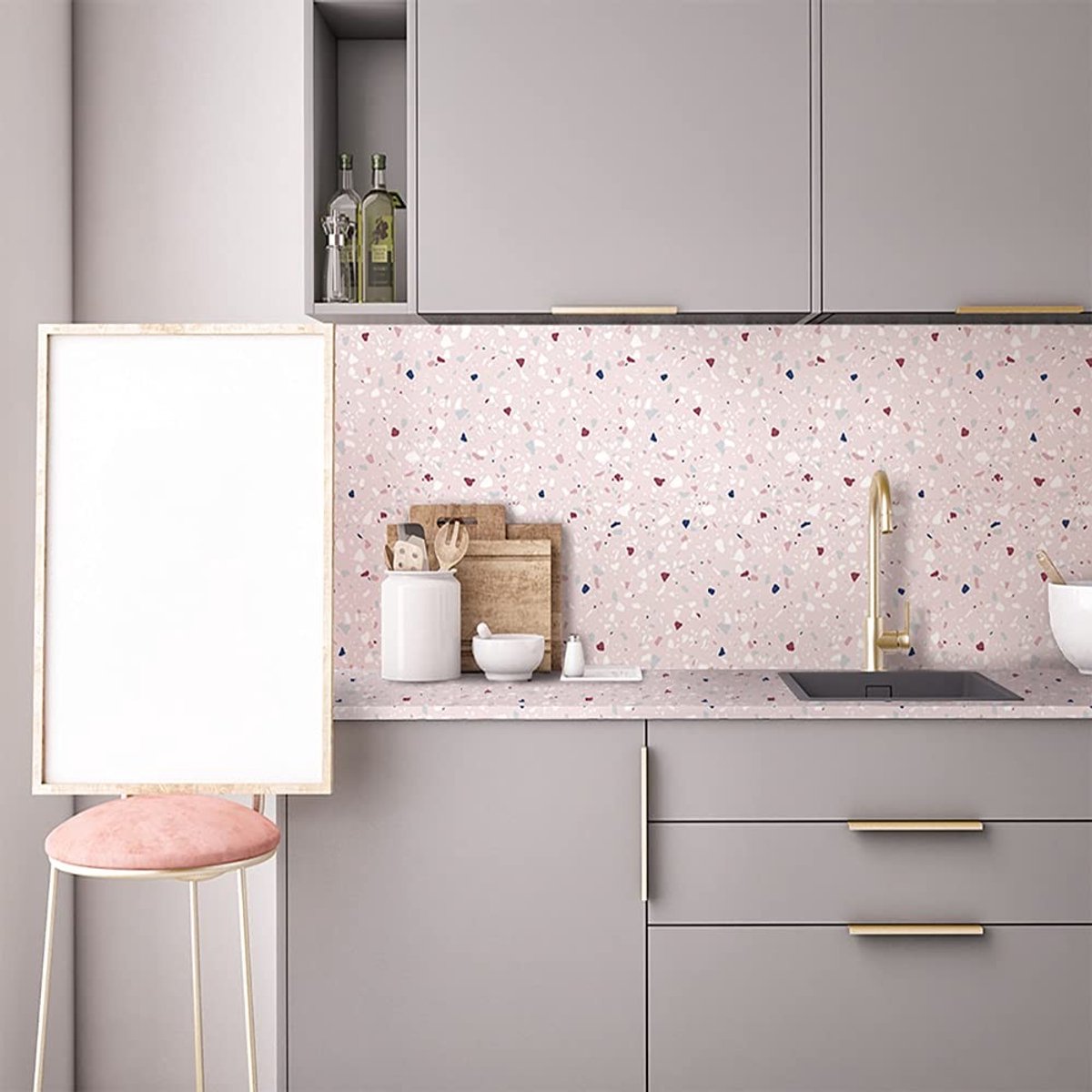Dailygoods- Terrazzo Sticker - Zelfklevende Muurdecoratie - Waterdichte Wandsticker - Meubelstickers - Eenvoudig aan te brengen - Bescherming voor Muren/Furniture - Muursticker