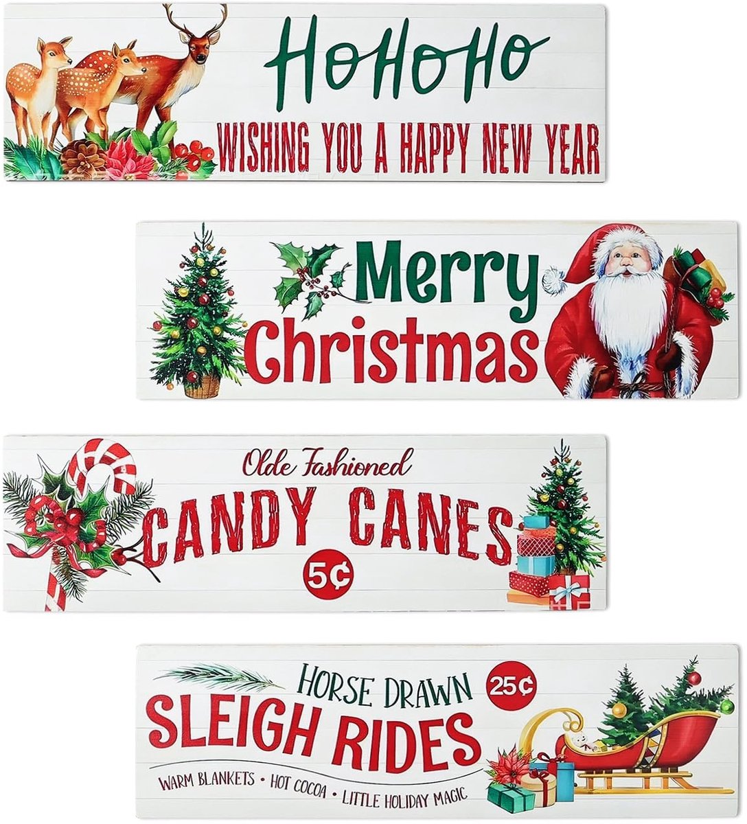 Dailygoods- Wanddecoratie Houten Kerstversiering - Wanddecoratie Voordeur - Wanddecoratie