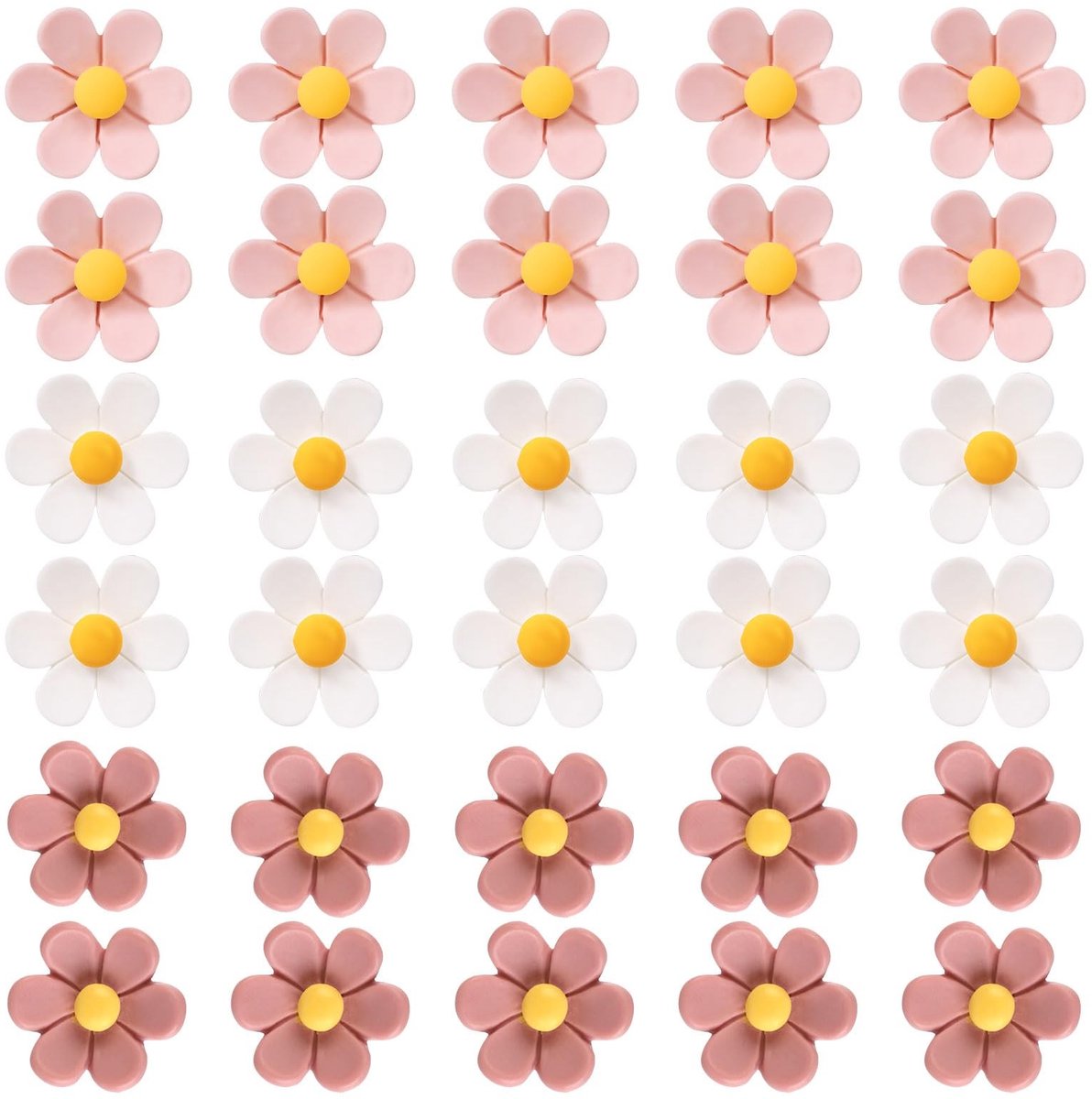 Dailygoods- Bloemenpunaises 30 Stuks - Decoratieve Pushpins - Kurkbord Punaises - Hars/Metaal - Mini 2x1,9x1,8cm - Kleur: Wit/Roze/Donkeroze