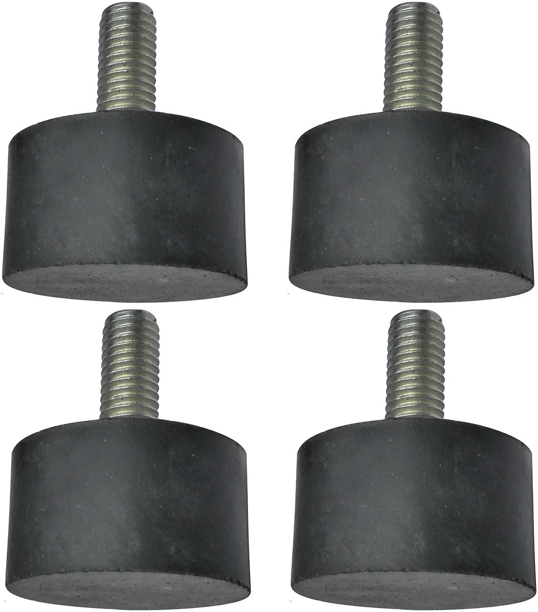 Dailygoods- Isolatiekussen Set van 4 - Ronde Trillingsdempers - M8 Schroefdraad - Ø30mm H:17mm - Rubber/Staal - Belasting 1960N