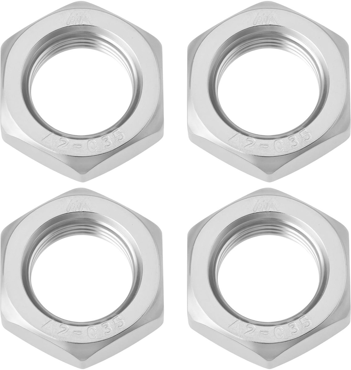 Dailygoods- Zeshoek Moeren M18x1.5 - 304 Roestvrij Staal - 27x9mm - 4 Stuks - Fijne Draad - Corrosiebestendig
