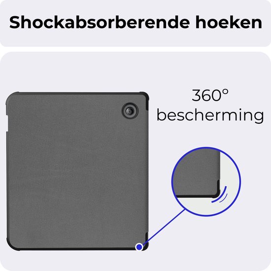 Hoes geschikt voor Kobo Libra Colour - E-reader hoesje - Bookcase cover - Beschermhoes - Trifold - Tablet case - Grijs - Jonyx — afbeelding 3