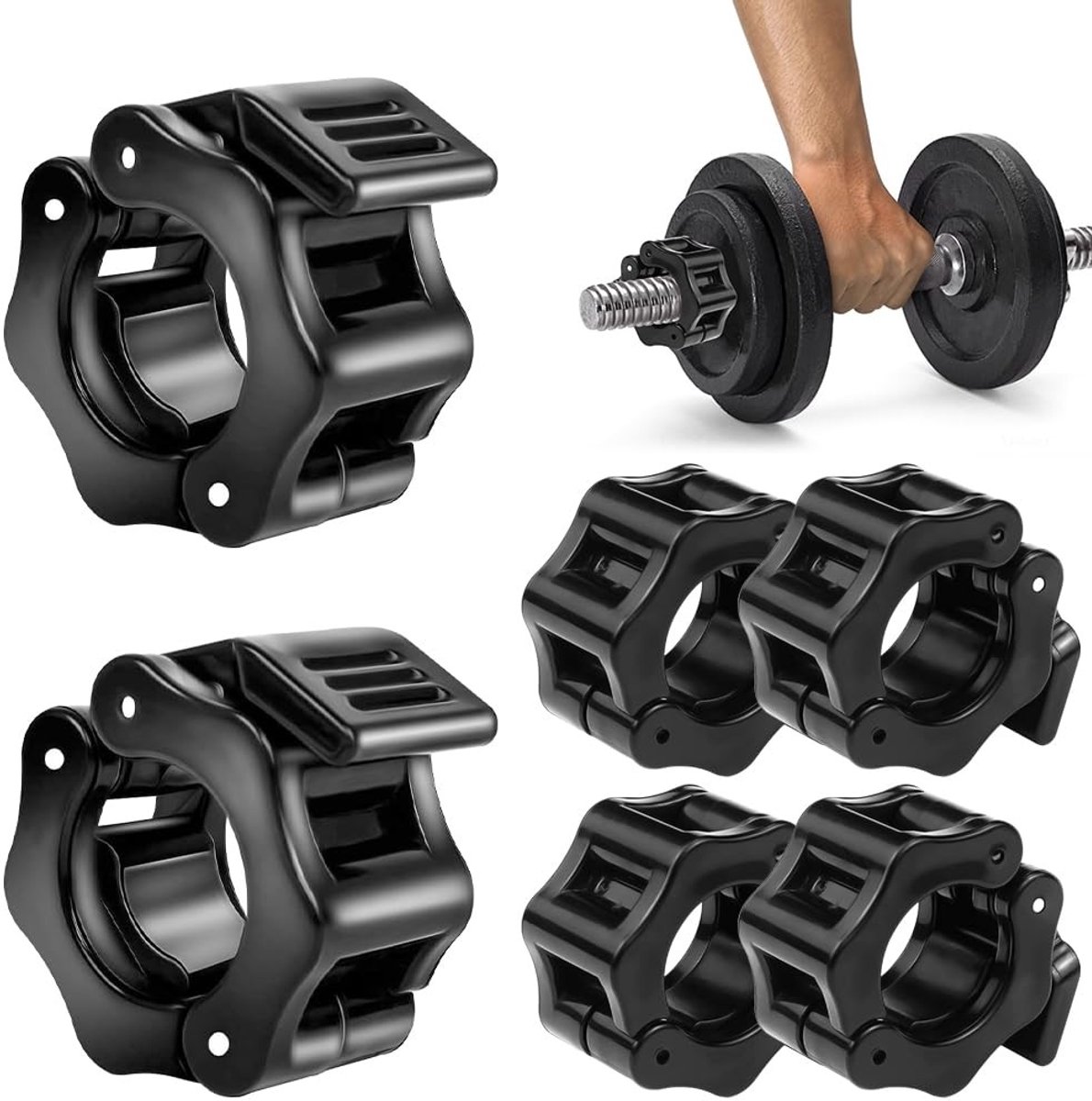 Dailygoods- Dumbbell Klemmen Set - 6 Stuks - 30 mm - Hoogwaardige ABS - Antislip - Veilig en Efficiënt - Voor Thuis/Gym - Gewichtschijven