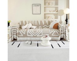 OstepDecor Sofa Cover for Dogs Chenille Sofa Cover 1/2/3/4 Seater,Scratch-Resistant for Dogs and Cats, Non-Slip Baby Friendly, Boho Khaki, 180 x 300 cm